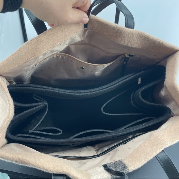 Kate Spade Washington Square Mega Sam Tote beige tan black wool - Picture 11 of 16